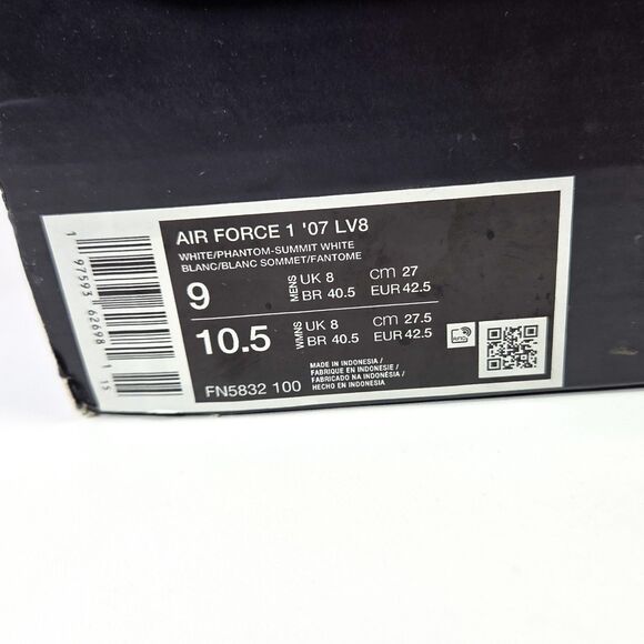 Nike Air Force 1 Low Triple White Men’s Size 9 CW2288-111 Used OG Box main image 6